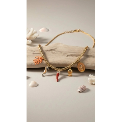 Collier charms & breloques corail véritable