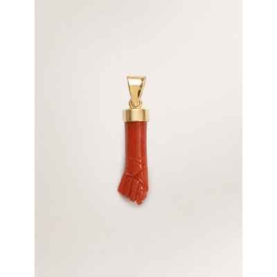 Talisman main corse imposante en corail véritable et or