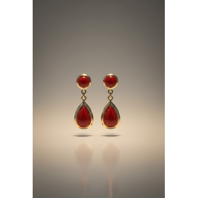 Boucles d oreilles argent 925 doré a l'or fin & Corail Corse