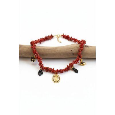 Collier en Corail rouge et Pendentifs de Corse
