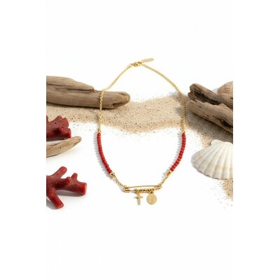 Collier argent vermeil et corail corse veritable