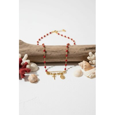 Collier en corail rouge véritable et vermeil de Corse