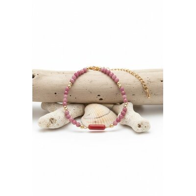 Bracelet vermeil corail rouge perles roses