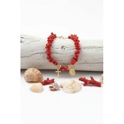 Bracelet femme en Corail rouge de corse et Vermeil