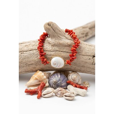 Bracelet corail et oeil de sainte lucie vermeil