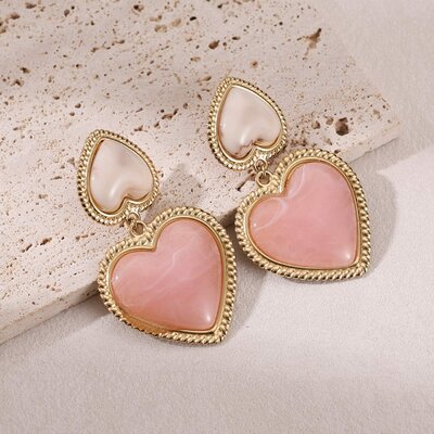 Boucles d'oreilles en forme de coeur roses