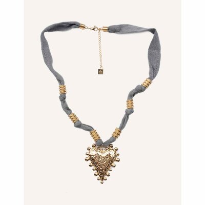 Collier femme bleu acier inoxydable reglable