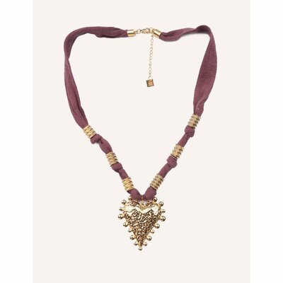 Collier femme mauve acier inoxydable reglable