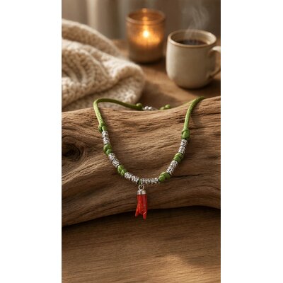 Collier corail corse pendentif argent 925