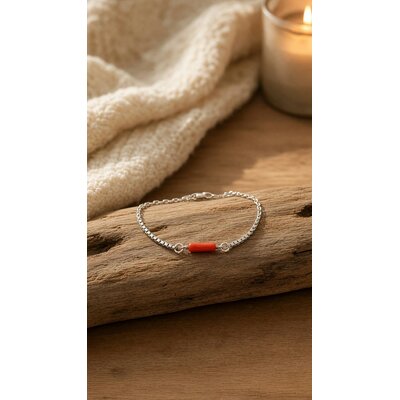 Bracelet bijoux femme en argent corail de méditerranée
