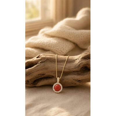 Collier femme argent 925 doré à l'or fin 18k et corail