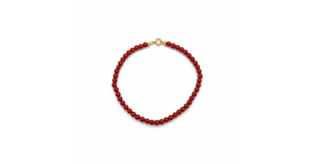 Bracelet Or 18 Carats Avec Corail - Occasion - Or Rose Et Pierre Naturelle