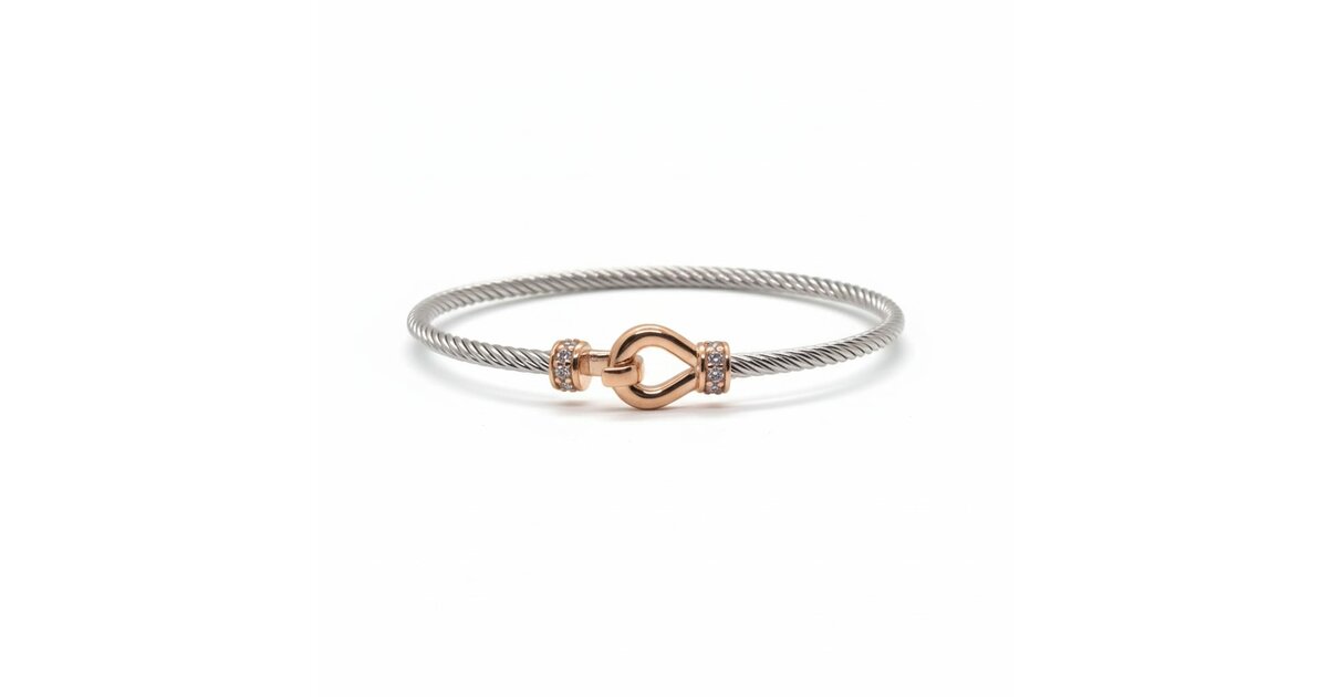 Bracelet Femme En Argent Rhodié Avec Oxydes De Zirconium - Longueur 19 Cm, Neuf Avec étiquettes