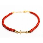 Bracelet Vermeil Corail Perle - Croix