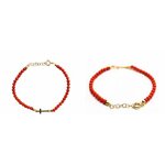 Bracelet Vermeil Corail Perle - Croix-1