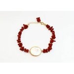 Bracelet corail cupolino Oeil de Sainte Lucie en vermeil