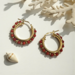 Boucles doreilles corail femme