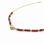 Collier argent 925 doré à l'or fin coeur corail