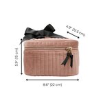 Trousse de toilette/maquillage – Velours éco matelassé – Rose pas cher