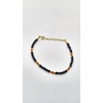 Bracelet argent 925 cristal noir et corail