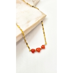 Collier femme en Argent 925 doré à l'or fin et 3 coeurs Corail