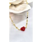 Collier femme coeur et corail