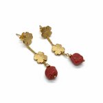 Boucles d'oreilles argent dore à l'or fin et corail