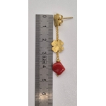 Boucles doreilles argent dore à lor fin et corail corse