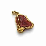 Pendentif en argent 925 doré or fin et corail rouge de corsica