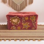 Trousse femme en velours brodée étoiles et coeurs