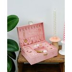 boîte à bijoux femme velours élégante rose