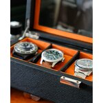 boîte à montres 5 emplacements orange et noir