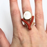 bague corail et oeil de sainte lucie