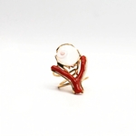 Bague corail et oeil de sainte lucie reglable