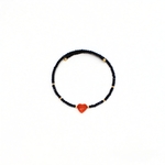 Bracelet femme jonc cristal noir et cœur en corail