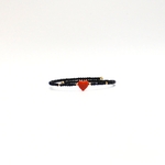 Bracelet femme jonc cristal noir et cœur en corail veritable