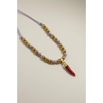 Collier enfant porte-bonheur corail rouge corse doré petit prix