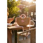 Sac à main femme tressée type paille et Rose