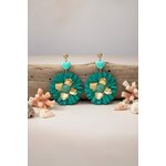 boucle d’oreille fantaisie femme coeur turquoise