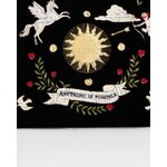 Pochette femme brodée en velours céleste noir chic