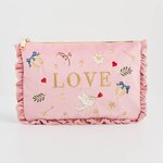 Pochette femme brodée en velours rose scatter love chic