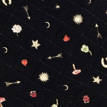 Rouleau à bijoux en velours noir matelassé avec motif brodé chic