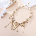 Collier bohème soleil et perles doré et blanc