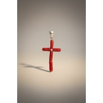 Pendentif croix corail de Méditerranée et or