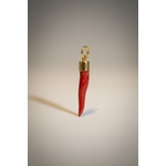 Pendentif corne corse en corail véritable et or