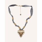 Collier femme bleu acier inoxydable reglable