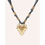 Collier femme bleu acier inoxydable reglable prix doux