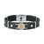 Bracelet douille en acier et cuir homme noir