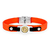 BRACELET ACIER SANGLE PVC ET DOUILLE ORANGE TENDANCE CORSE