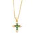 Collier croix  plaqué Or vert et Cristal